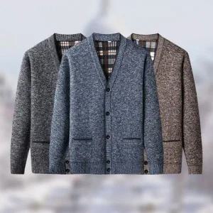 스탠다드 보이 뜨개탑 니트집업 동절기브이칼라 니트가디건 보온 자켓 남자가디건