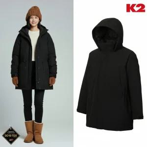 [백화점 출고] K2 패딩 여성 맥 파카 블랙 고어텍스 방수 방풍 후드 탈부착 미들 숏 자켓 점퍼