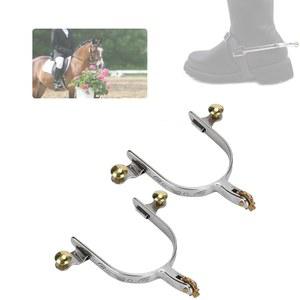 KUIDAMOS, 부츠 남성용 박차, 1쌍 스테인리스 스틸 호스, 여성용 핸드 카빙 장식 실버 승마 훈련 및 경기용 레트로 브라운 박차