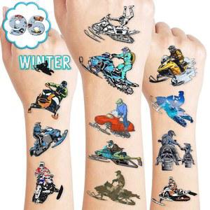 100 PCS 스노우모바일 임시 스티커 생일 파티 장식, 겨울 스노우 스키 용품 선호 휠 스포츠 여자 교실 학교 상품 보상