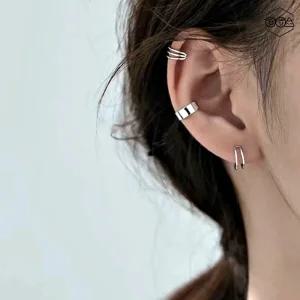 링귀찌 여성용 실버 볼드 이어커프 세트 노알러지 심플 귀걸이