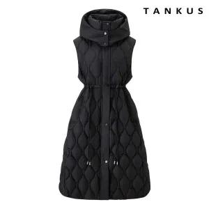 [롯데백화점]탱커스 퀼팅 허리 스트링 후드 롱 베스트 패딩 점퍼 (TX4JP005L0)