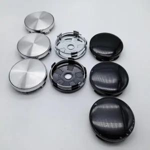 자동차휠캡 4개 60MM 블랙/실버 엠블럼 무로고 자동차 휠 센터 캡 스타일링 액세서리 폭스바겐 BMW 호환 다