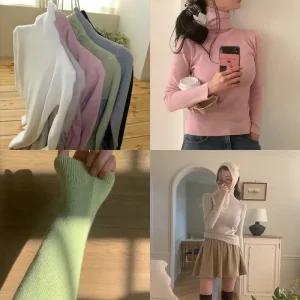 [모코블링] 캐시 목폴라 니트 #6컬러 #폴라니트 #목폴라티 #터틀넥니트 #슬림핏 #긴팔니트 #이너니트티 #겨울니트