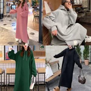 [국내자체제작] 쥬스 후드 롱원피스 (기모)