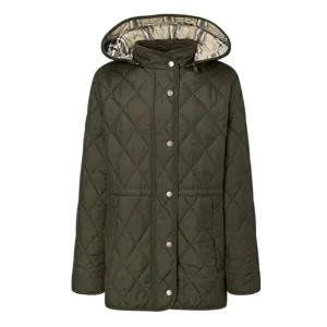 [셀러허브 패션]헤지스 여성s 롱 후드 퀼팅 점퍼 다크카키 HSJU5DC92K3