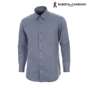 [Roberta di Camerino]TR 혼방 기모 블루 일반핏 긴소매 셔츠 RP4-208-2