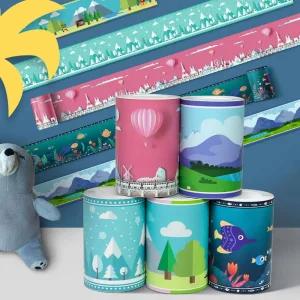 띠 벽지 디자인 아이방 컬러 시트지 DCCA 10cmX5m 데코타일 화장실타일 북유럽타일 다자인시트지