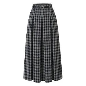 [하프클럽/르샵]벨티드 뒷 밴딩 체크 롱 스커트 (DP4WH006A)