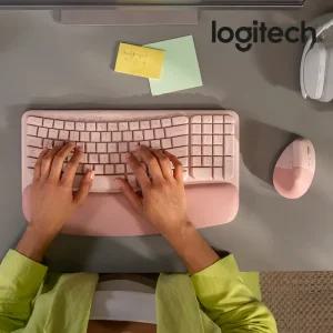 로지텍코리아 웨이브 키즈 버티컬 LIFT 콤보 사무용 무선 키보드 마우스세트 핑크