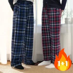 [2사이즈]2장 핑크룩 밍크체크 커플 수면바지 빅사이즈 남성용 여성용 잠옷바지