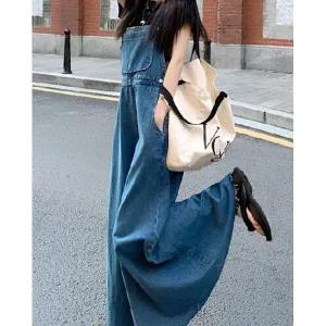 [하프클럽/]멜빵치마 데님 스커트 ST2024041202