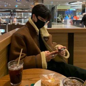 스웨이드 자켓 재킷 가죽 점퍼 세무 잠바 남자 남성 겨울 램스울 두꺼운 코튼 패딩 및