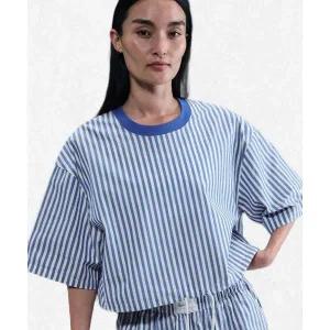 [나이키] NIKE 스포츠웨어 칠 포플린 스트라이프 박시 탑 W - 게임 로얄 세일 IH8485-480 2438311