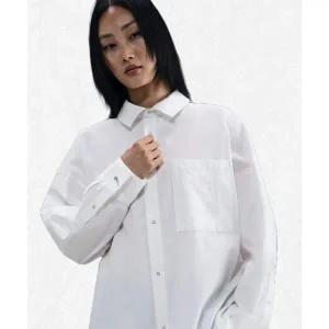 [나이키] NIKE 스포츠웨어 칠 포플린 루즈 긴소매 버튼업 탑 W - 화이트 핑크 폼 IH3990-100 24774