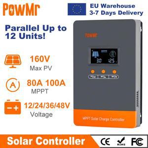 PowMr MPPT 100A 80A 태양광 충전 컨트롤러 패널 레귤레이터 12V 24V 36V 48V 리드 리튬 배터리 용 병렬 최