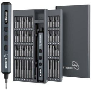 STREBITO 미니 전기 드라이버 세트, 70-in-1 Max 정밀 키트(라이트 포함), 5단계 업그레이드 토크 레벨, 64비트 마그네틱, PC RC 전자용 무선