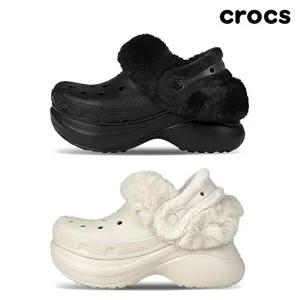 [크록스]크록스 베이 라인드 클로그 여성 키높이 겨울 방한 털슬리퍼 2종 택일