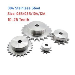 06B/08B/10A/12A 304 스테인레스 스틸 체인 스프로킷 10/11/12/13/14/15-25 치아 산업용 드라이브 기어