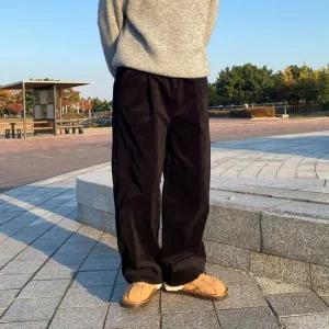 스터닝 다잉 골덴 코튼 면 오버핏 벌룬 와이드 빈티지 워싱 스트링 팬츠 카고바지 슬랙스 면바지 세미