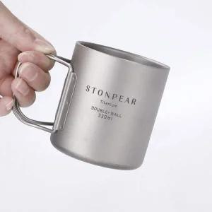 티타늄 캠핑 더블월 머그컵 케이스 포함 330ml 550ml