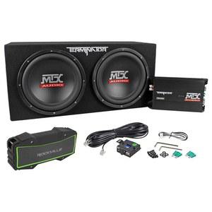 오디오 절약 번들: 터미네이터 TNP212D2 1200와트 2옴 듀얼 12 서브우퍼/서브박스/앰프 패키지 번들, 무료 휴대용 블루투스 스피커/방수/무선 링크 포함 (2개 품목)