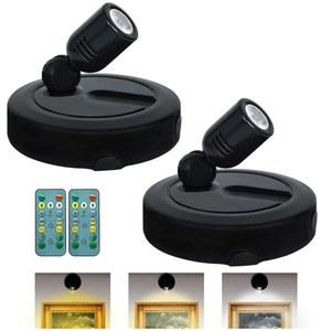 BERGUSTCH 그림 조명 배터리 작동, 3가지 색온도 조명, 원격 실내 LED 벽 프레임 다트보드 아트 페인팅 디스플레이 액센트-블랙