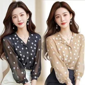 [하프클럽/](55~88)2종세트 안나도트 시스루셔츠 레이스블라우스 쉬폰블라우