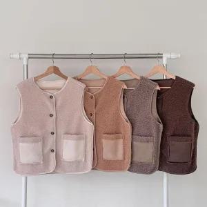 여성 겨울 뽀글이 무스탕 조끼 단추 양털이너