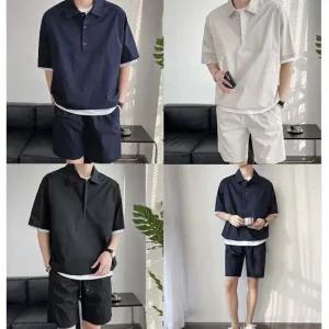 남성 여름 아노락 반팔 반바지 상하의 남자 트레이닝복 세트 KK990