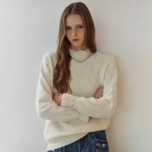 [마쟈] 소프트 헤어리 모크넥 셔링 슬리브 니트 ZE12QK010NA