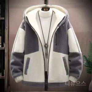 티류으스 남성 겨울 기모 후드 집업 자켓 보온 보온성 자수 디자인 캐주얼 Lyw