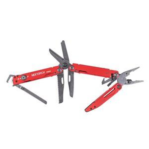 NEXTORCH PIONEER MT20 14-IN-1 멀티 툴 풀 사이즈, 다용도 세트, 가위 니들 노즈 플라이어 포켓 클립 (레드)