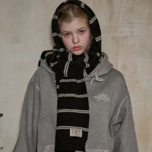 코코 스트라이프 머플러 블랙