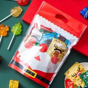 크리스마스 지퍼백 손잡이형 선물 포장 어린이집 간식 답례품 구디백 50p