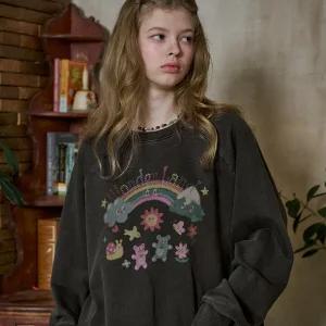 원더랜드 레글런 피그먼트 맨투맨 스모크블랙