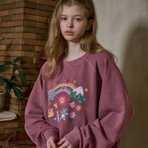 원더랜드 레글런 피그먼트 맨투맨 더스티핑크