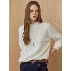 [마쟈]소프트 헤어리 큐빅 숄더 모크넥 니트_P410378189