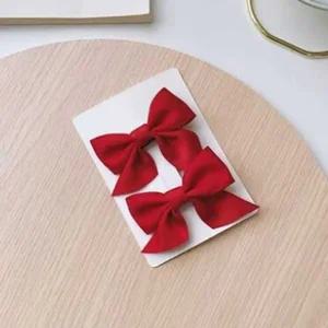 미니리본집게핀 포인트리본악어집게핀(레드 2P)