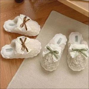 여성 실내화 뽀글이 털슬리퍼 리본 겨울슬리퍼 거실화