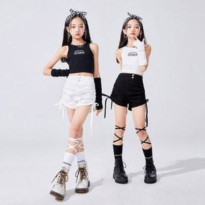 아동방송댄스복 주니어 댄스복 댄스의상 탑 나시 초등학생 무대 크롭티 공연 소매있는