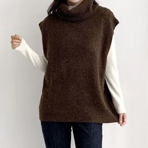 [삐까삐까]포근한 겨울 터틀넥 니트 조끼 폴라 롱베스트 루즈핏 캐주얼 데일리 레이어드 보.._P410663066