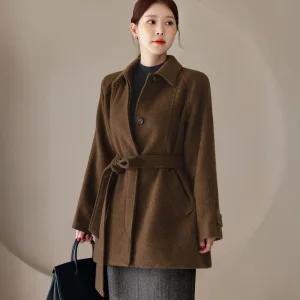 [시크라인] (~XXL까지) 카비오 히든버튼 벨트 하프코트 겨울 아우터 데일리룩 일상 캐쥬얼 출근룩 베이직 빅사이즈