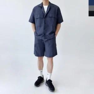 세트 포켓 여름 남방 데일리 반팔 남자 트레이닝 (490JB)