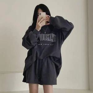 [골드스마일]여성 레이어드 긴팔반바지 세트 스타일리시 썸머룩