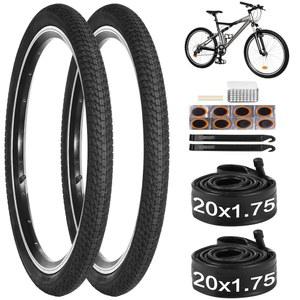 eesport 20/24인치 자전거 타이어, 수리 키트가 포함된 20/24x1.75 타이어 및 튜브 2팩, 20x1.75 산악 교체, MTB 오프로드 자전거용 고무