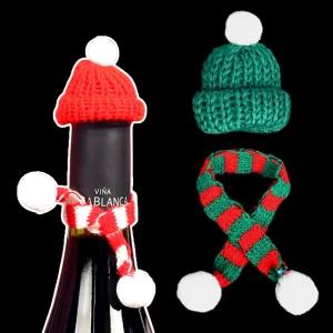 미니 산타 모자 니트 목도리 루돌프 인형 장식 크리스마스 와인 트리 손가락 장식 데코