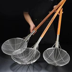 스테인리스 체 큰 건지기 긴 채반 치킨 튀김 손잡이