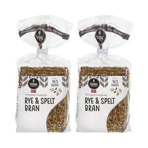 Sigdal Bakeri Rye & Spelt 노르웨이 크리스프브레드 천연 성분, GMO 프리, 비건, 무설탕, 고섬유질, 저탄수화물, 고단백질, 통곡물 스낵 크래커, 최대 46% 씨앗 포함 (2팩)