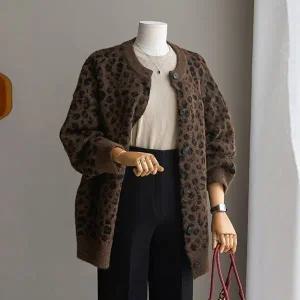 (안나앤플러스) 레오파드 라운드 가디건[가디건DPH57] 빅사이즈